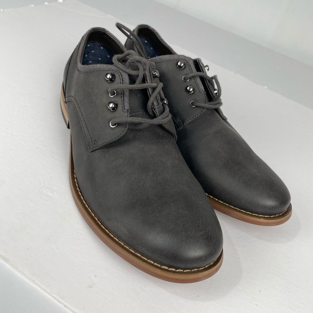 RYE Hawker Men's Dress Shoes Size 10 Formal Oxfords Grey Leather Lace Up Low Toe - Picture 7 of 16